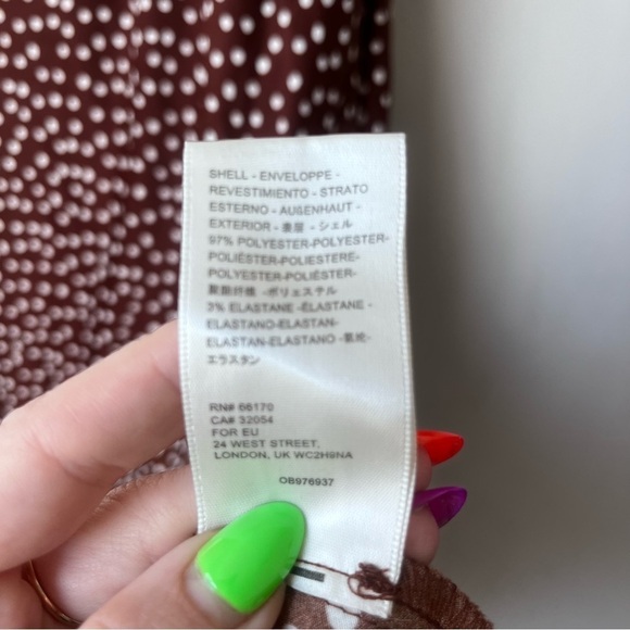 Urban Outfitters Kelly Brown White Polka Dot Surplice Midi Slip Dress S - Picture 7 of 8